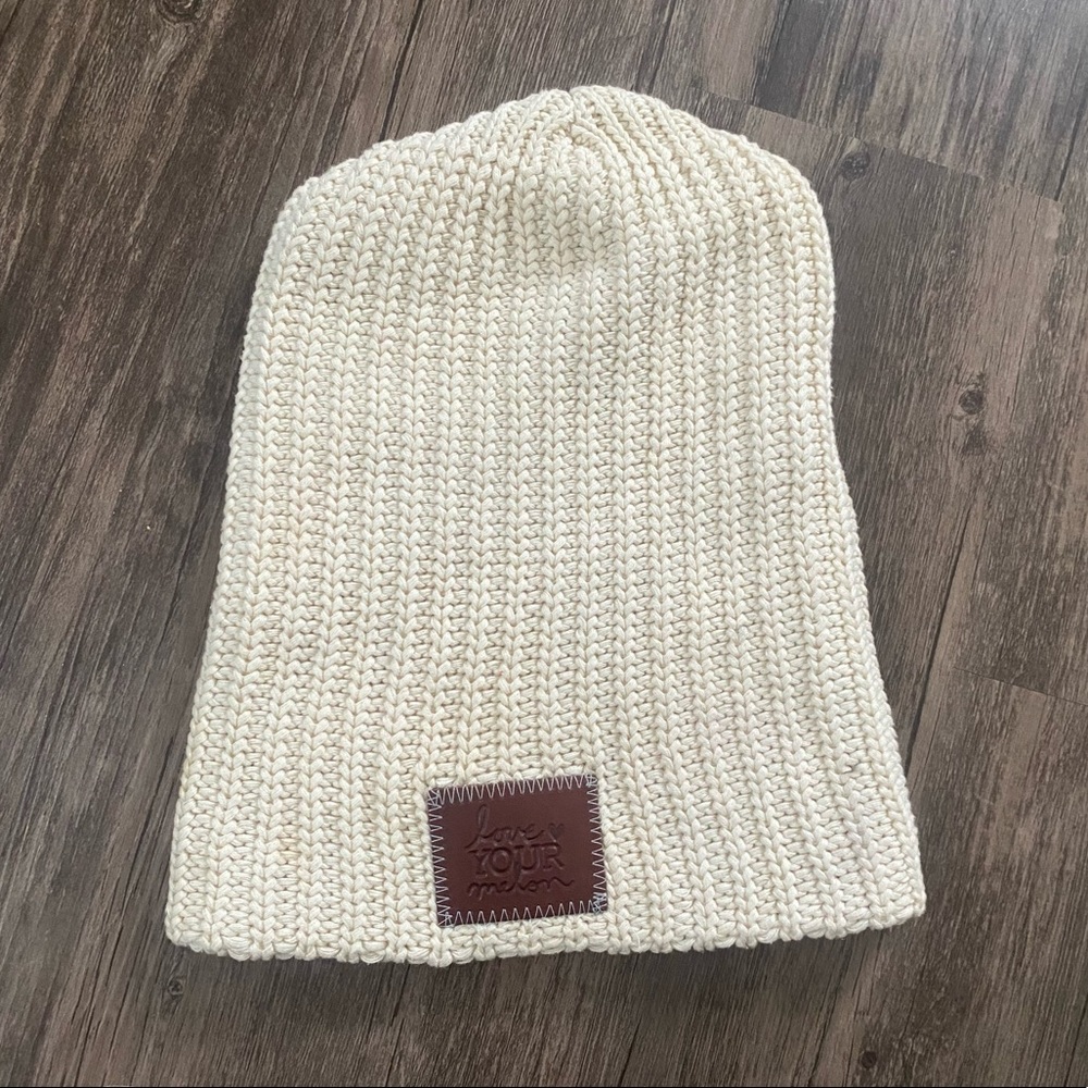 Love Your Melon Cream Knit Beanie Cozy Winter Hat